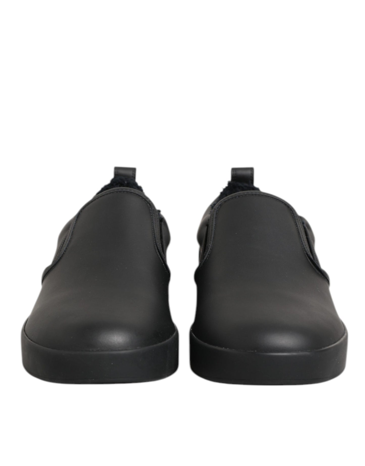Dolce & Gabbana Schwarz Leder Low Top Slip On Sneakers Schuhe