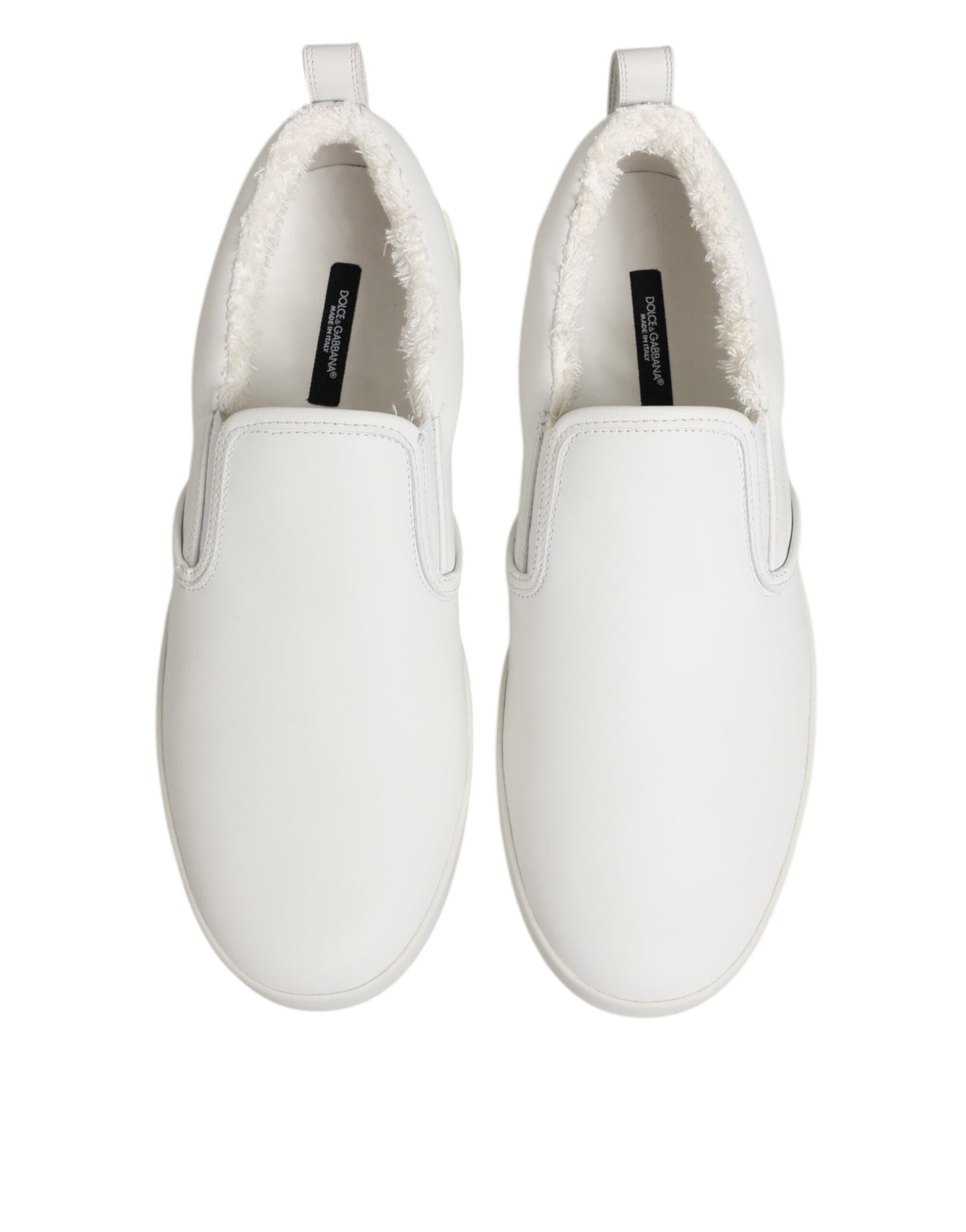 Dolce & Gabbana Weiß Leder Low Top Slip On Turnschuhe Schuhe