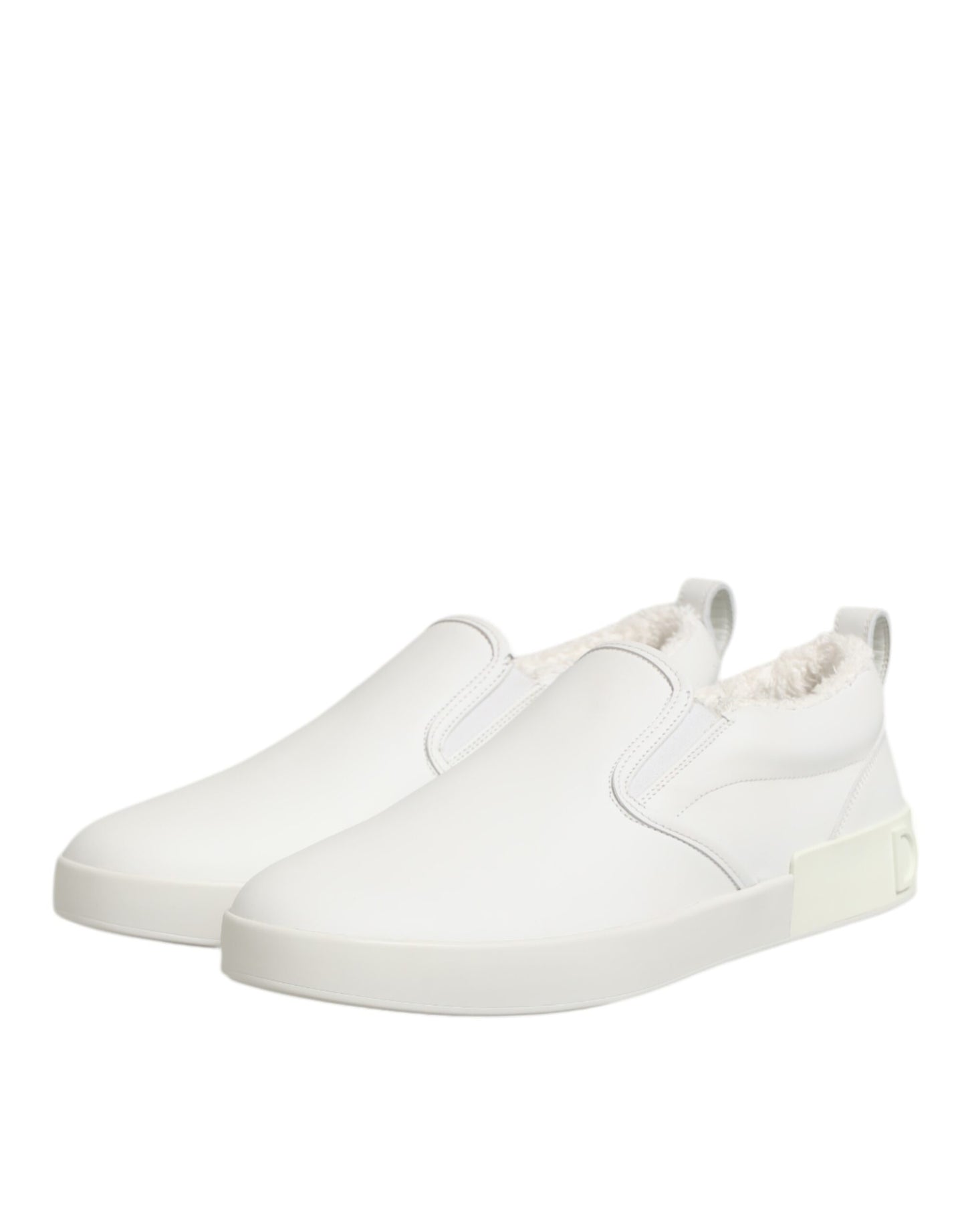 Dolce & Gabbana Weiß Leder Low Top Slip On Turnschuhe Schuhe