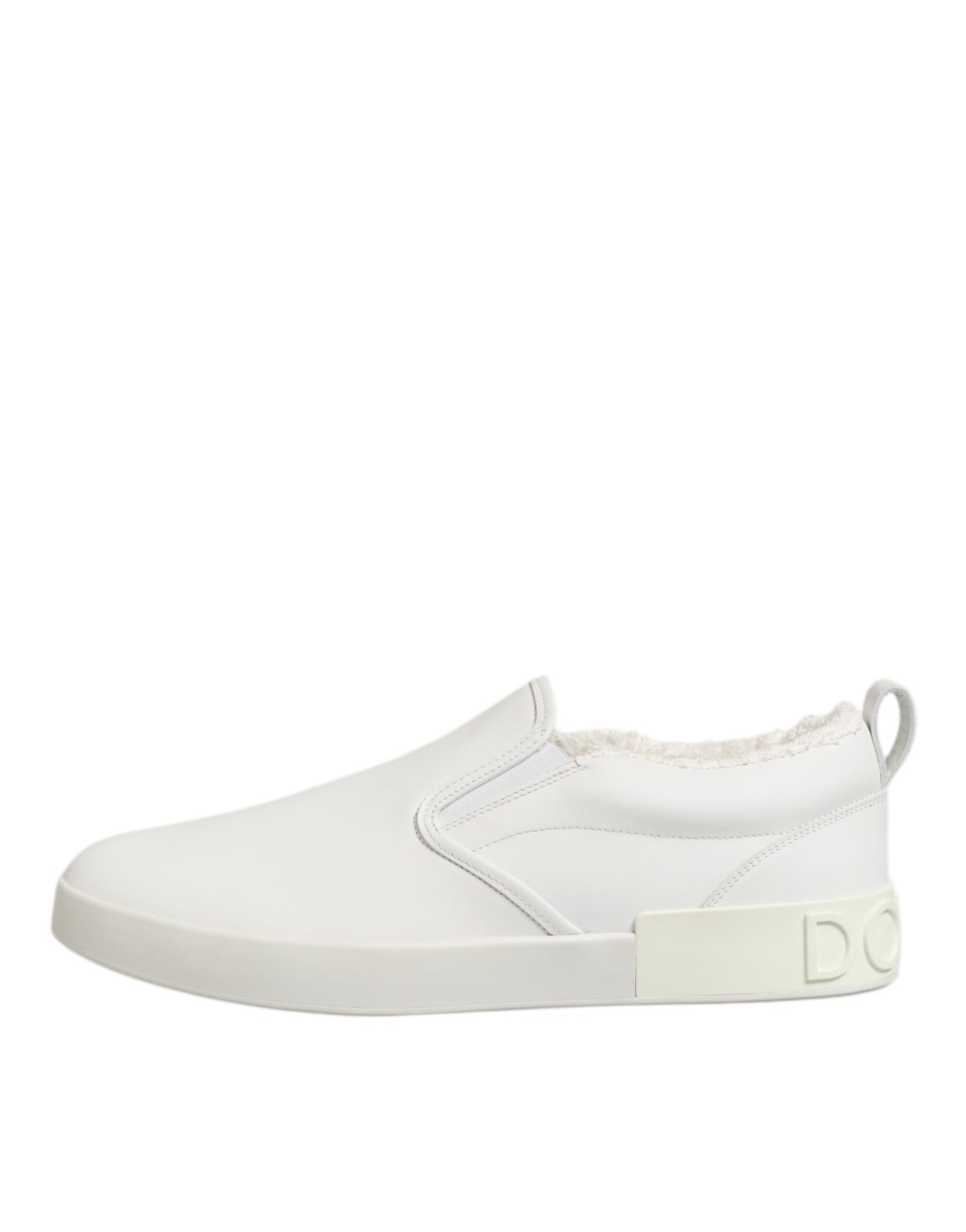 Dolce & Gabbana Weiß Leder Low Top Slip On Turnschuhe Schuhe
