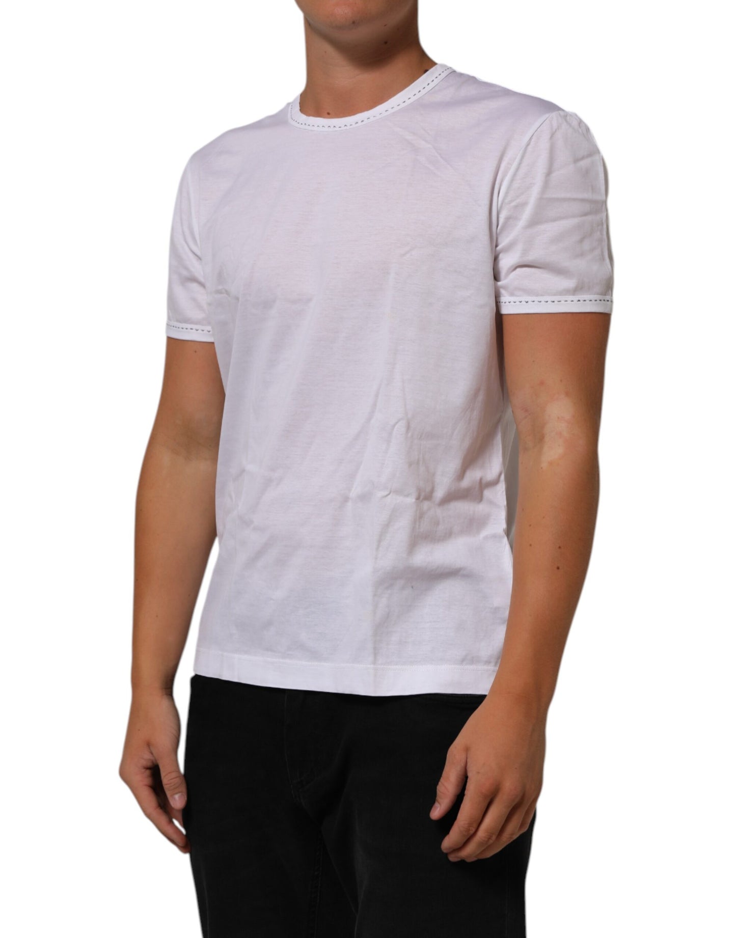 Dolce & Gabbana Weißes Baumwoll-T-Shirt mit Rundhalsausschnitt und Unterwäsche