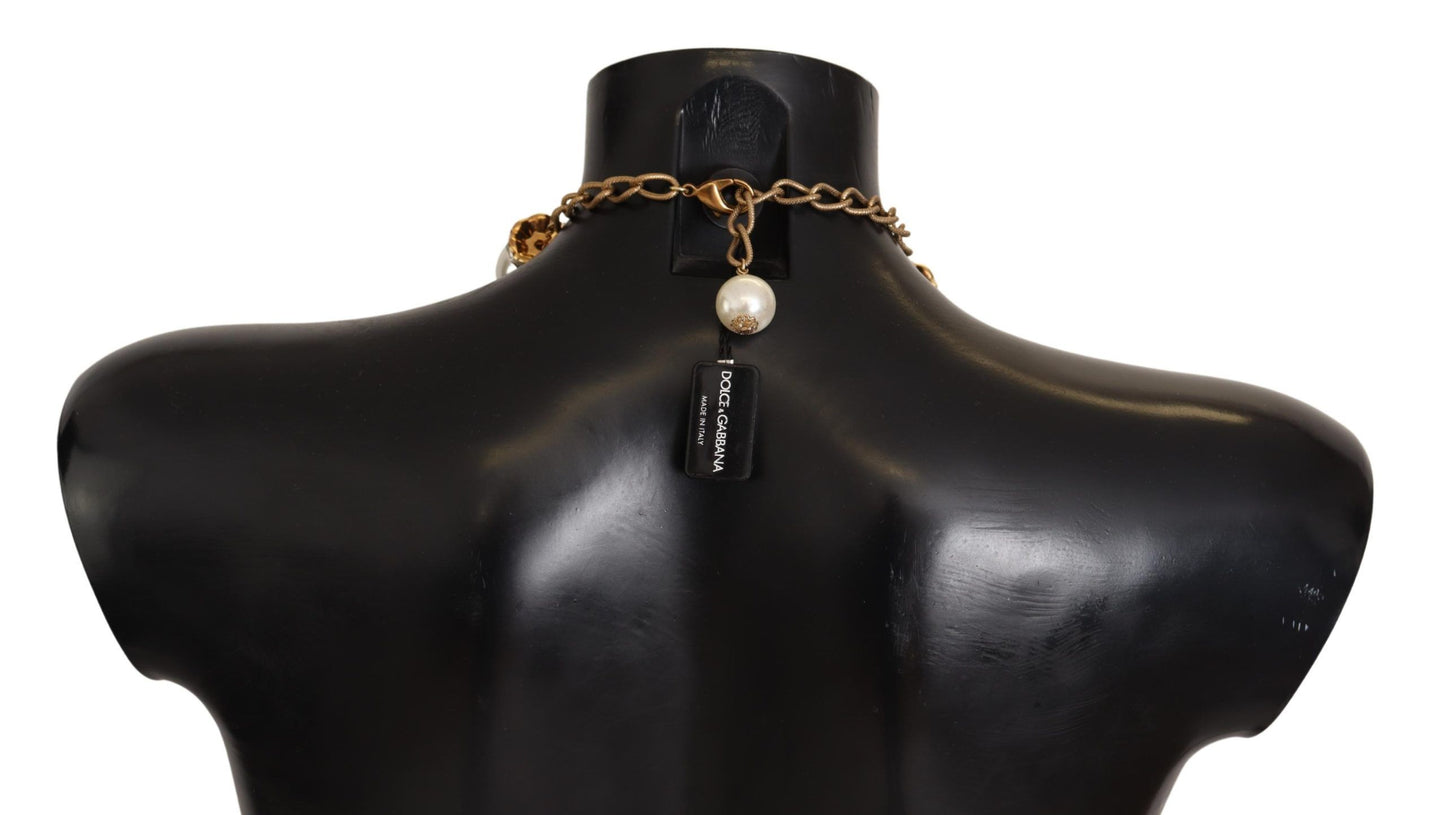 Dolce & Gabbana Elegant faux pearl necklace with crystal accents