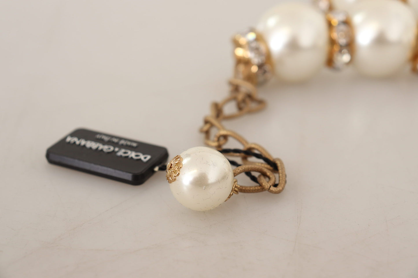 Dolce & Gabbana Elegant faux pearl necklace with crystal accents