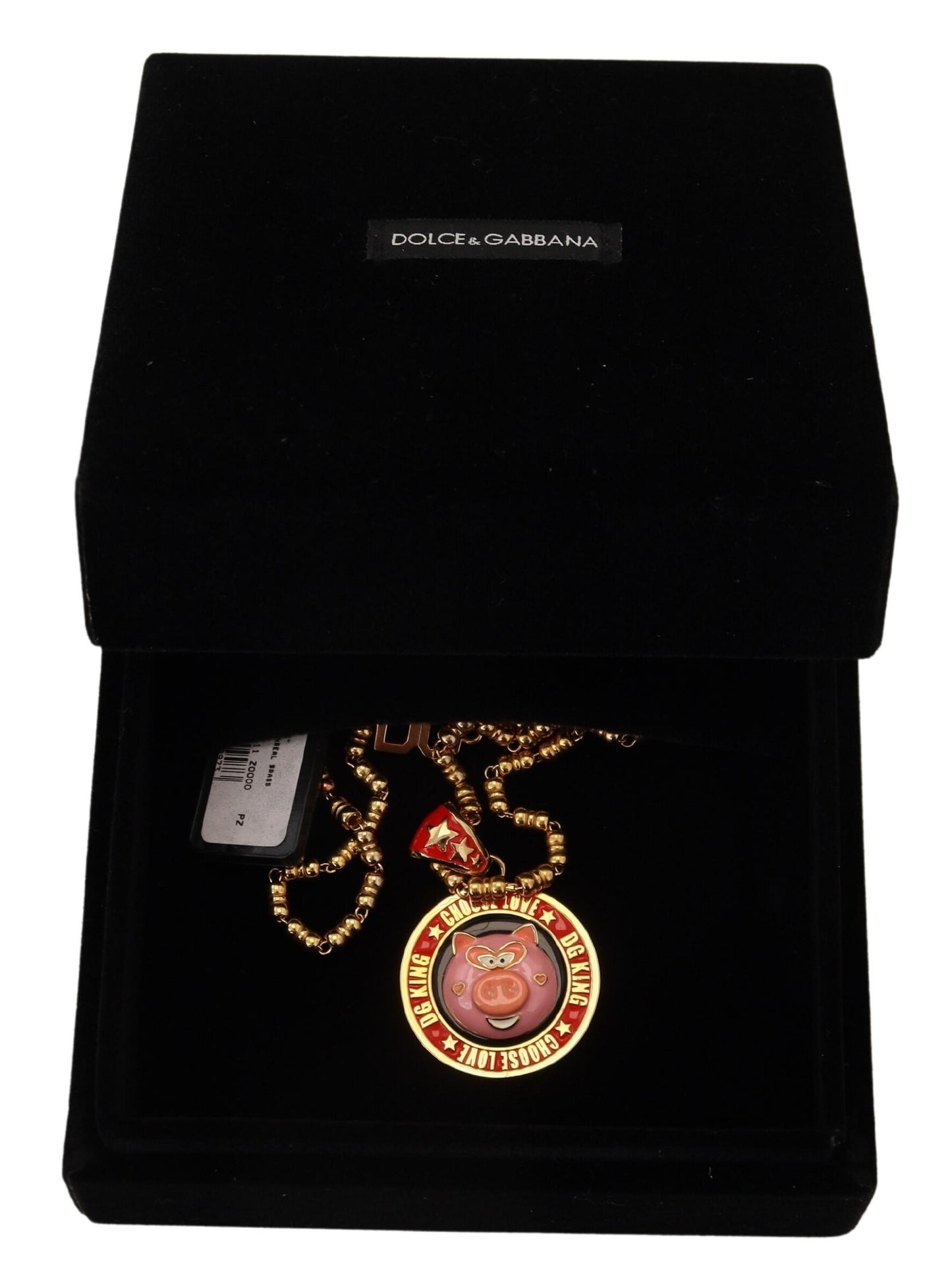 Dolce & Gabbana Gold Messing Kette SUPER PIG Anhänger Logo Halskette - LAAXA