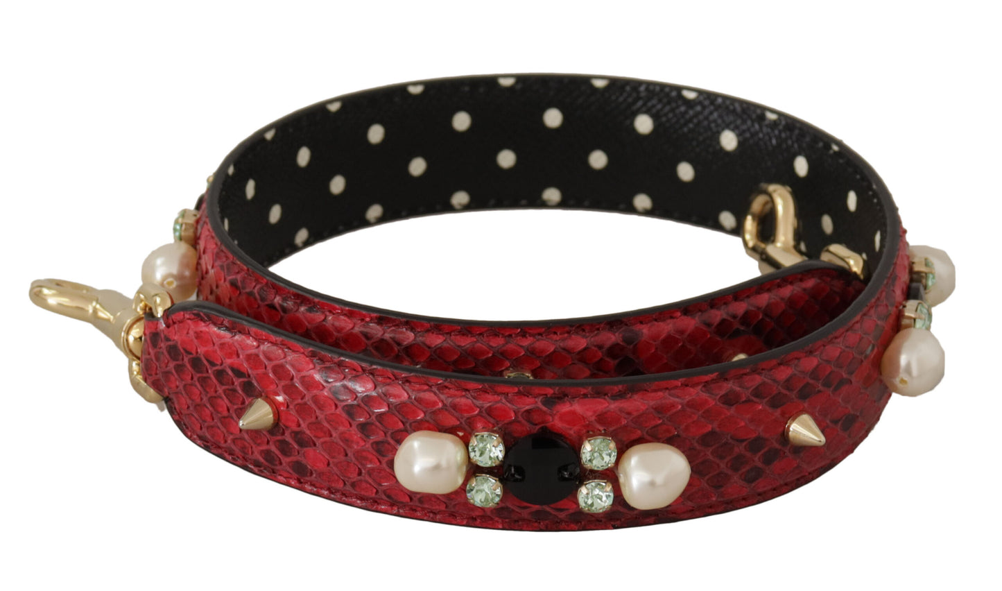 Dolce & Gabbana Rote exotische Ledertasche mit Kristallen Schulterriemen - LAAXA