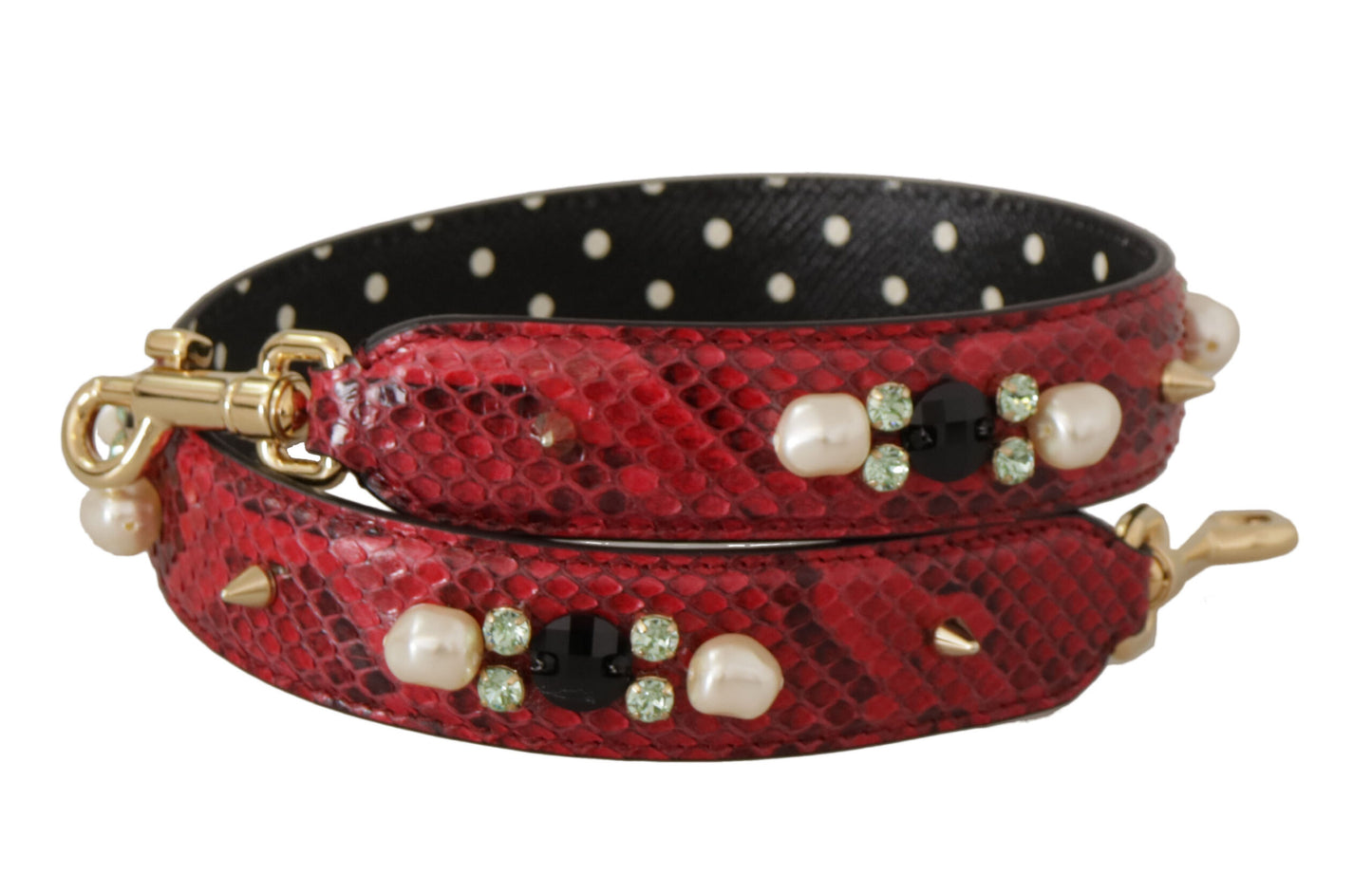 Dolce & Gabbana Rote exotische Ledertasche mit Kristallen Schulterriemen - LAAXA
