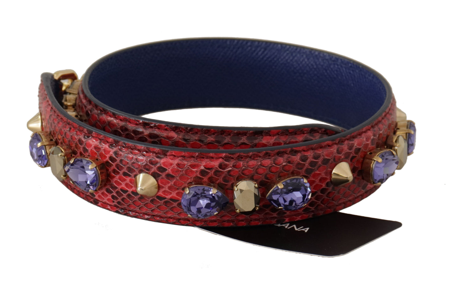 Dolce & Gabbana Rote exotische Ledertasche mit Kristallen Schulterriemen - LAAXA