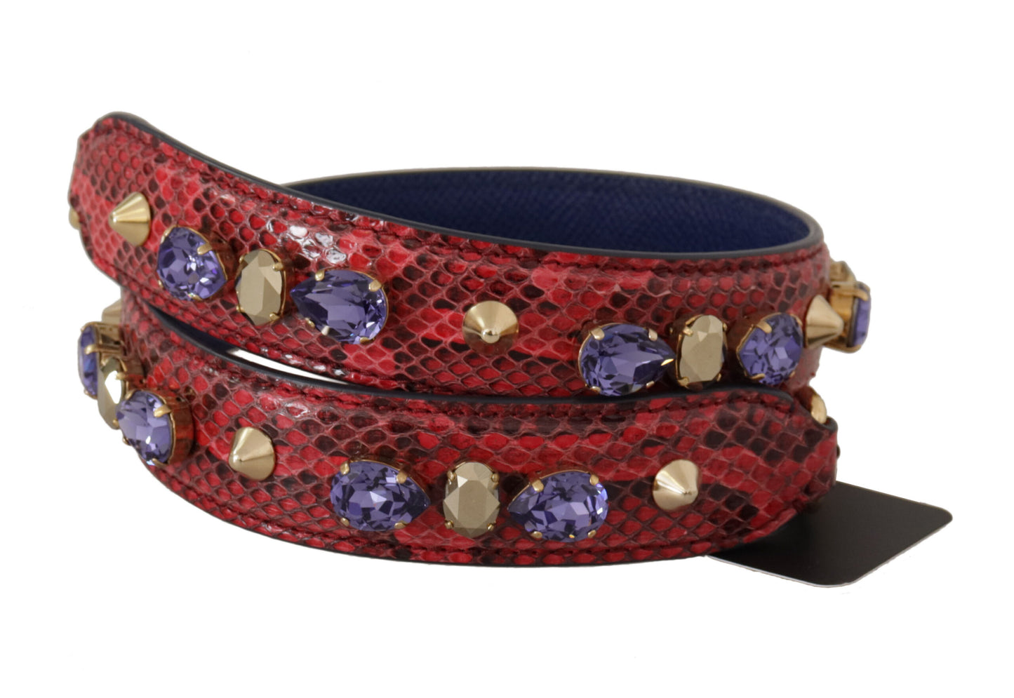 Dolce & Gabbana Rote exotische Ledertasche mit Kristallen Schulterriemen - LAAXA