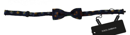 Dolce & Gabbana Blaue Flaggen 100% Seide Einstellbare Hals Papillon Männer Fliege