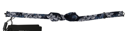 Dolce & Gabbana Marineblaue florale schlanke verstellbare Hals Papillon Männer Fliege