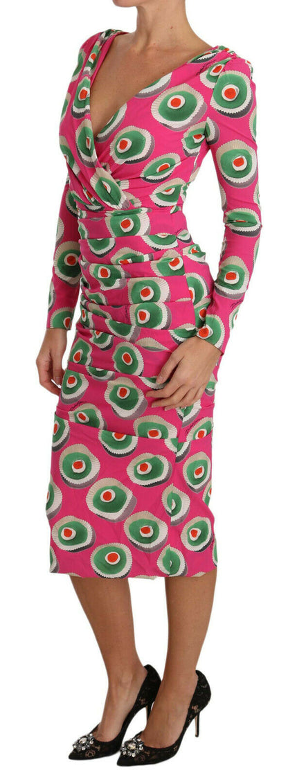 Dolce & Gabbana Rosa Seiden Cup Cake Etuikleid Stretchkleid
