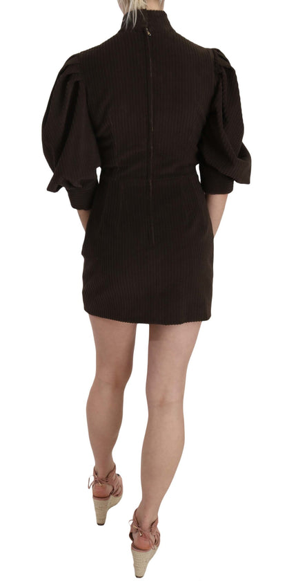Dolce & Gabbana Braunes Kord-Bodycon-Minikleid aus Baumwolle