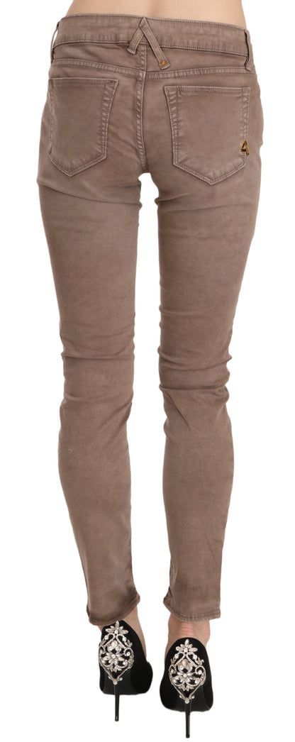 CYCLE Braune Slim Fit Skinny-Hose mit niedriger Taille