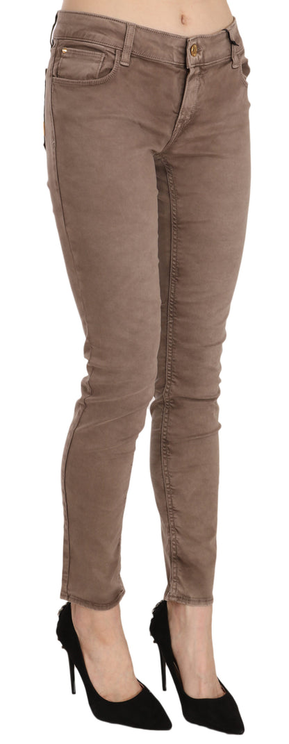 CYCLE Braune Slim Fit Skinny-Hose mit niedriger Taille
