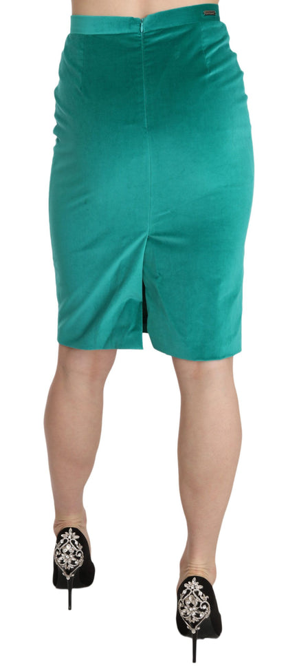 GF Ferre Grüner knielanger Bleistift-Midi-Rock aus festem Twill