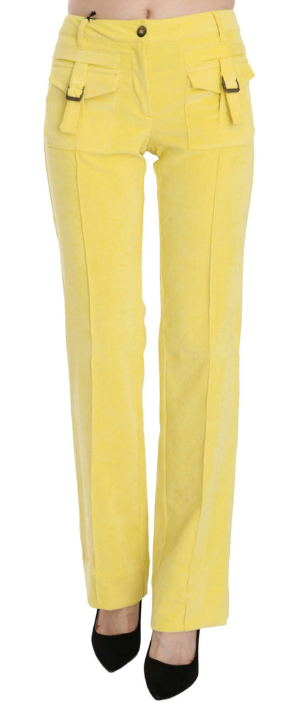 Just Cavalli Chic yellow corduroy trousers with mid waist