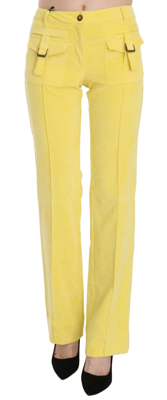Just Cavalli Chic yellow corduroy trousers with mid waist