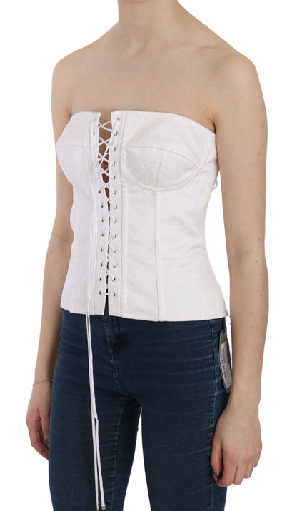 Dolce & Gabbana Weißes PALERMO Baumwolle Bustier Top Korsett