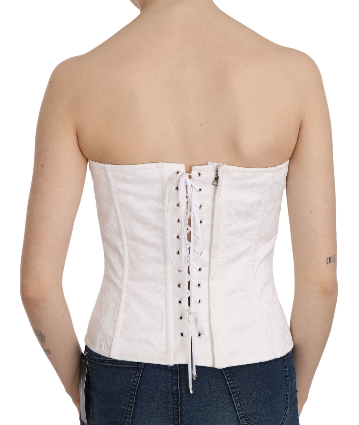 Dolce & Gabbana Weißes PALERMO Baumwolle Bustier Top Korsett
