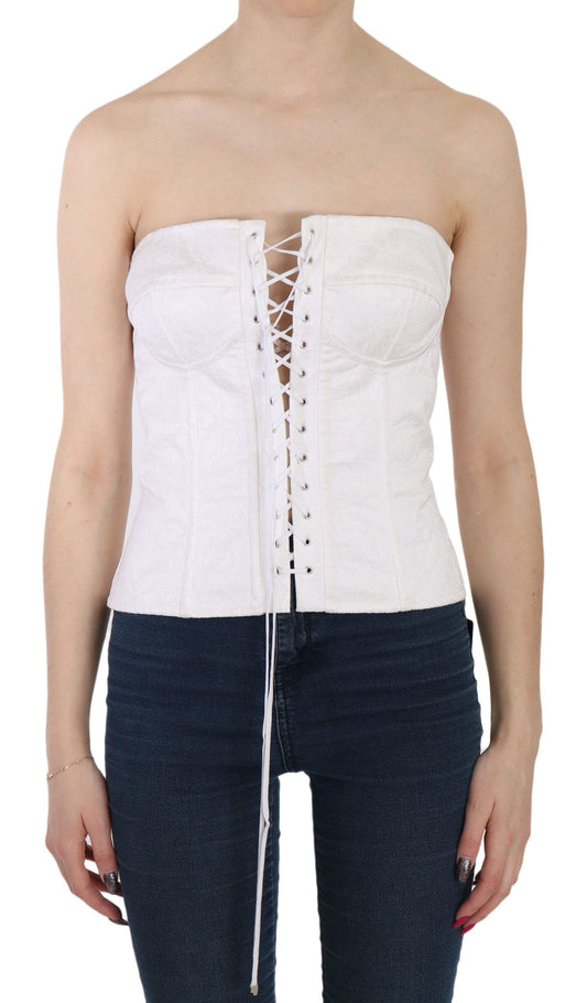 Dolce & Gabbana Weißes PALERMO Baumwolle Bustier Top Korsett
