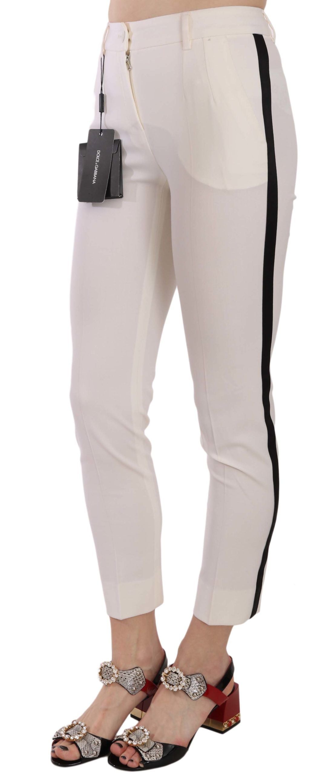 Dolce &amp; Gabbana Elegant wool trousers with side stripes