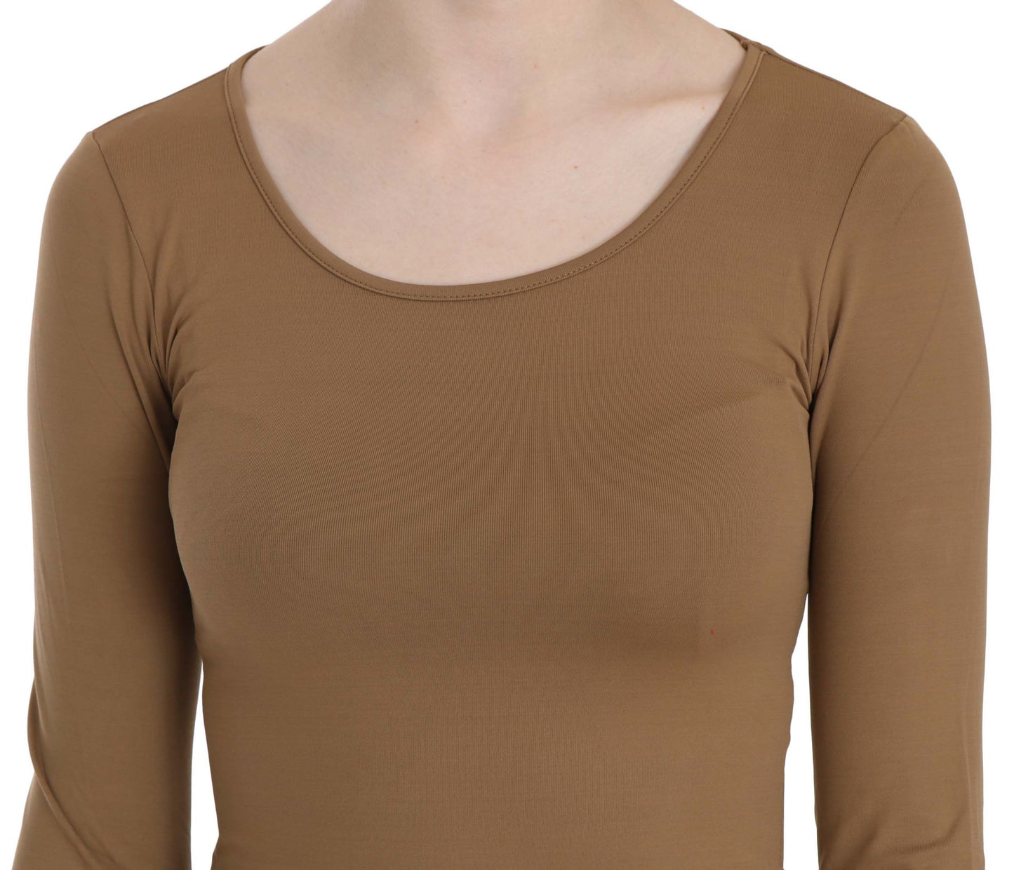 GF Ferre Braun Langer Rundhalsausschnitt Passform Shirt Tops Bluse