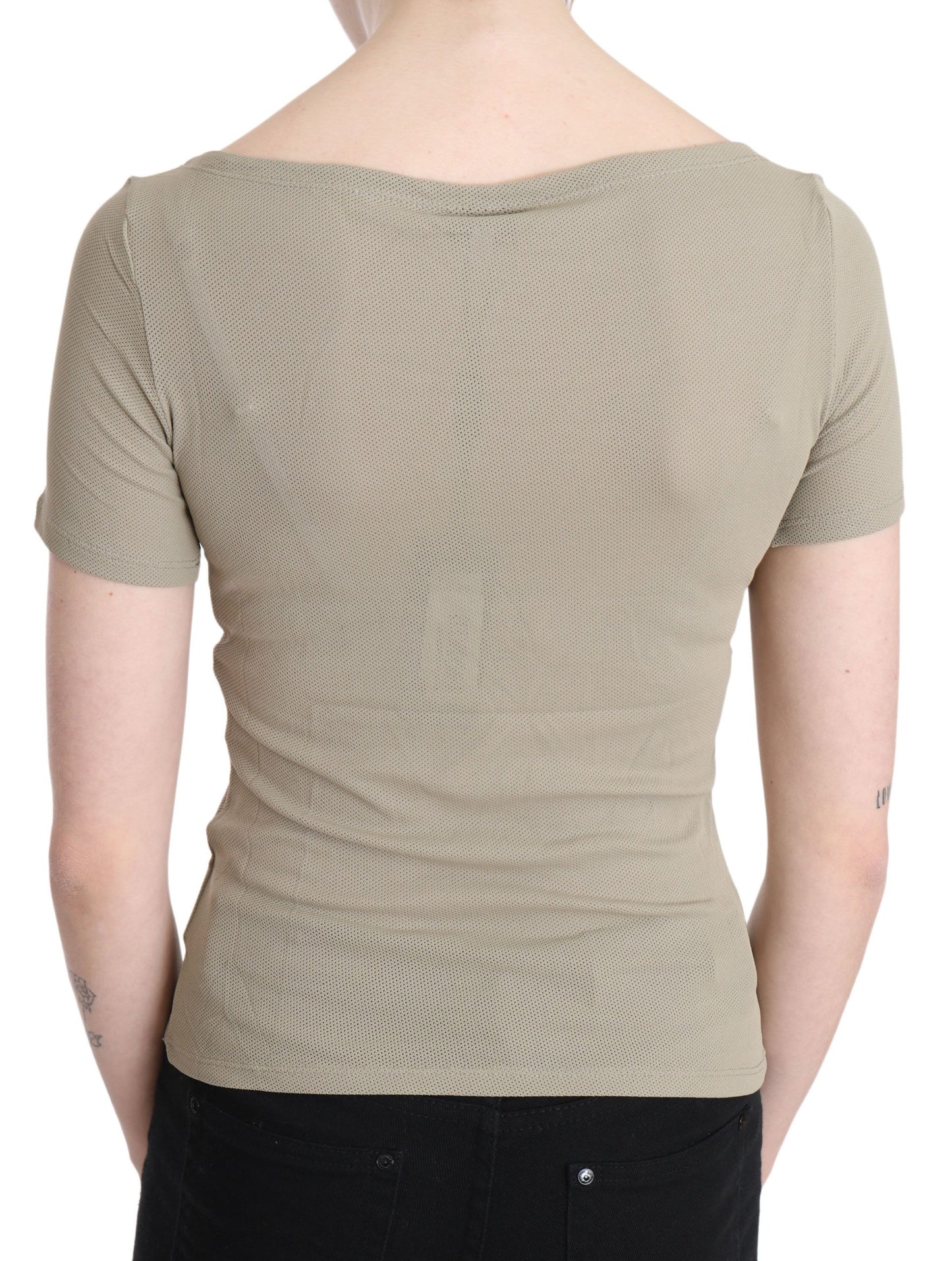 GF Ferre Grau 100% Nylon kurze Ärmel lässig Tank Top Bluse