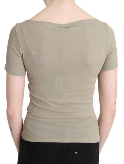 GF Ferre Grau 100% Nylon kurze Ärmel lässig Tank Top Bluse