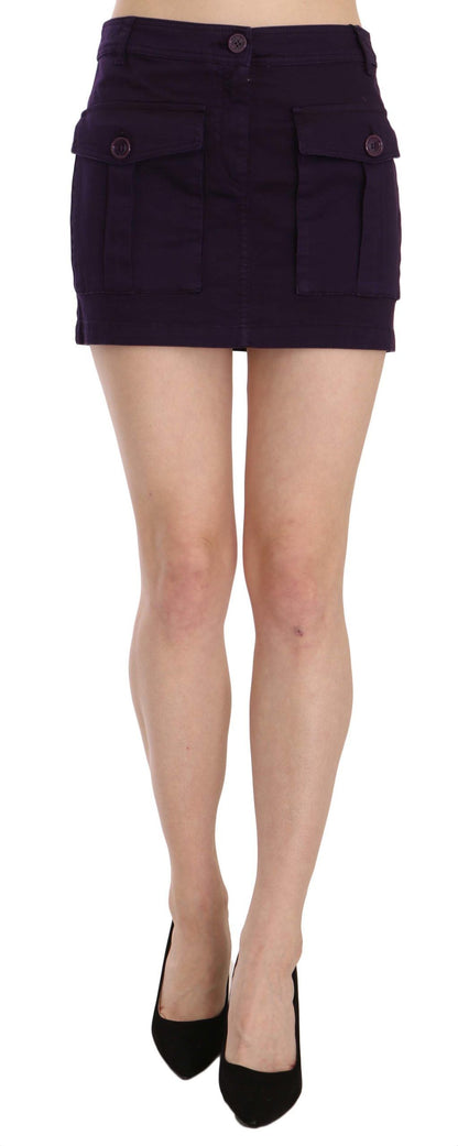 GF Ferre Lila Minirock mit hoher Taille und Knopftasche in A-Linie