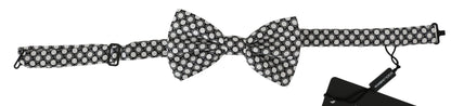 Dolce & Gabbana Männer Schwarz Weiß Kreise Einstellbare Hals Papillon Fliege