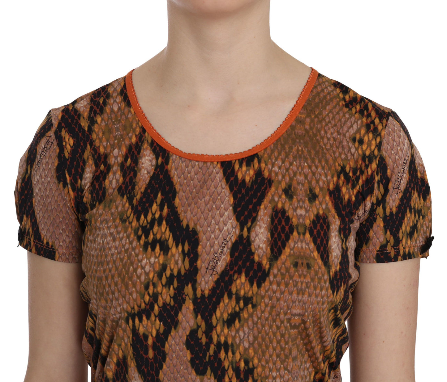 Just Cavalli Schlangenhautdruck Kurzarm-T-Shirt