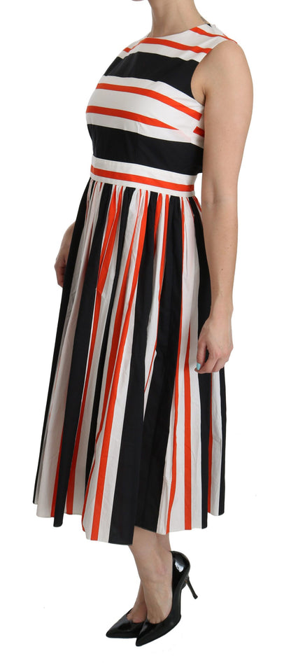 Dolce & Gabbana Multicolor Gestreiftes Midikleid mit Plissee in A-Linie