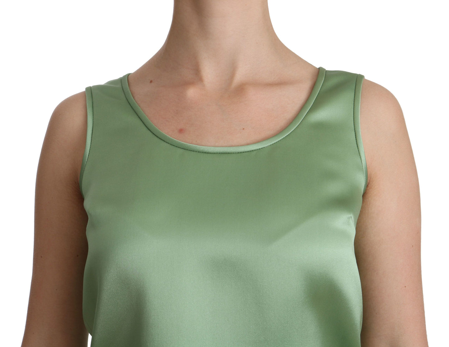 Dolce & Gabbana Grünes ärmelloses Top aus 100% Seide Tank Bluse