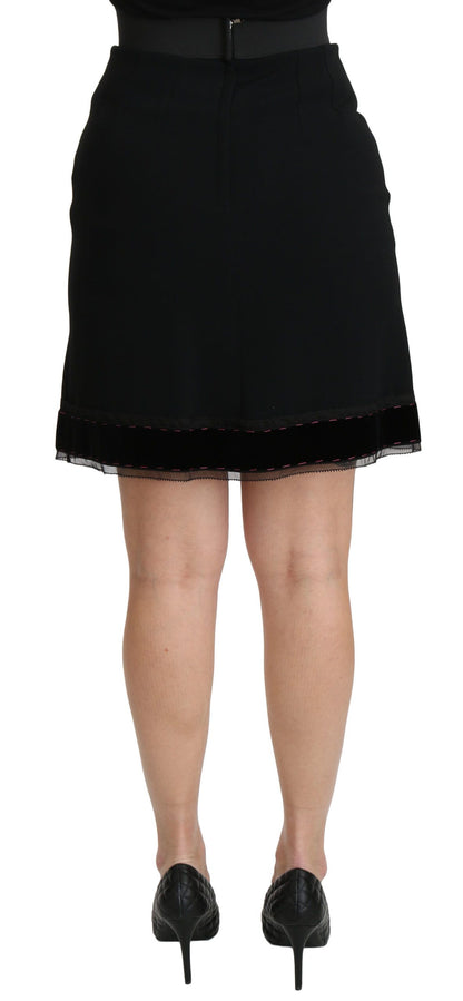 Dolce & Gabbana Schwarzer A-Linien-Minirock mit hoher Taille aus Viskose