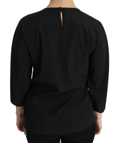 Dolce & Gabbana Schwarzes #dgfamily Top T-shirt Seidenbluse