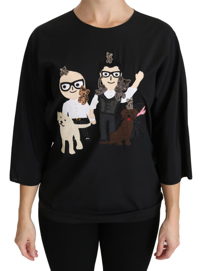 Dolce & Gabbana Schwarzes #dgfamily Top T-shirt Seidenbluse