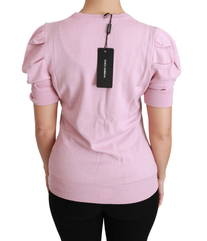 Dolce & Gabbana Rosa Bluse mit Blumenstickerei Wolltop