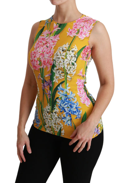 Dolce & Gabbana Gelbes Floral Stretch Top Tank Bluse