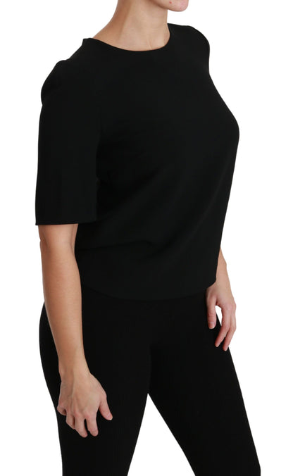 Dolce & Gabbana Schwarzes kurzärmeliges Freizeittop Stretchbluse