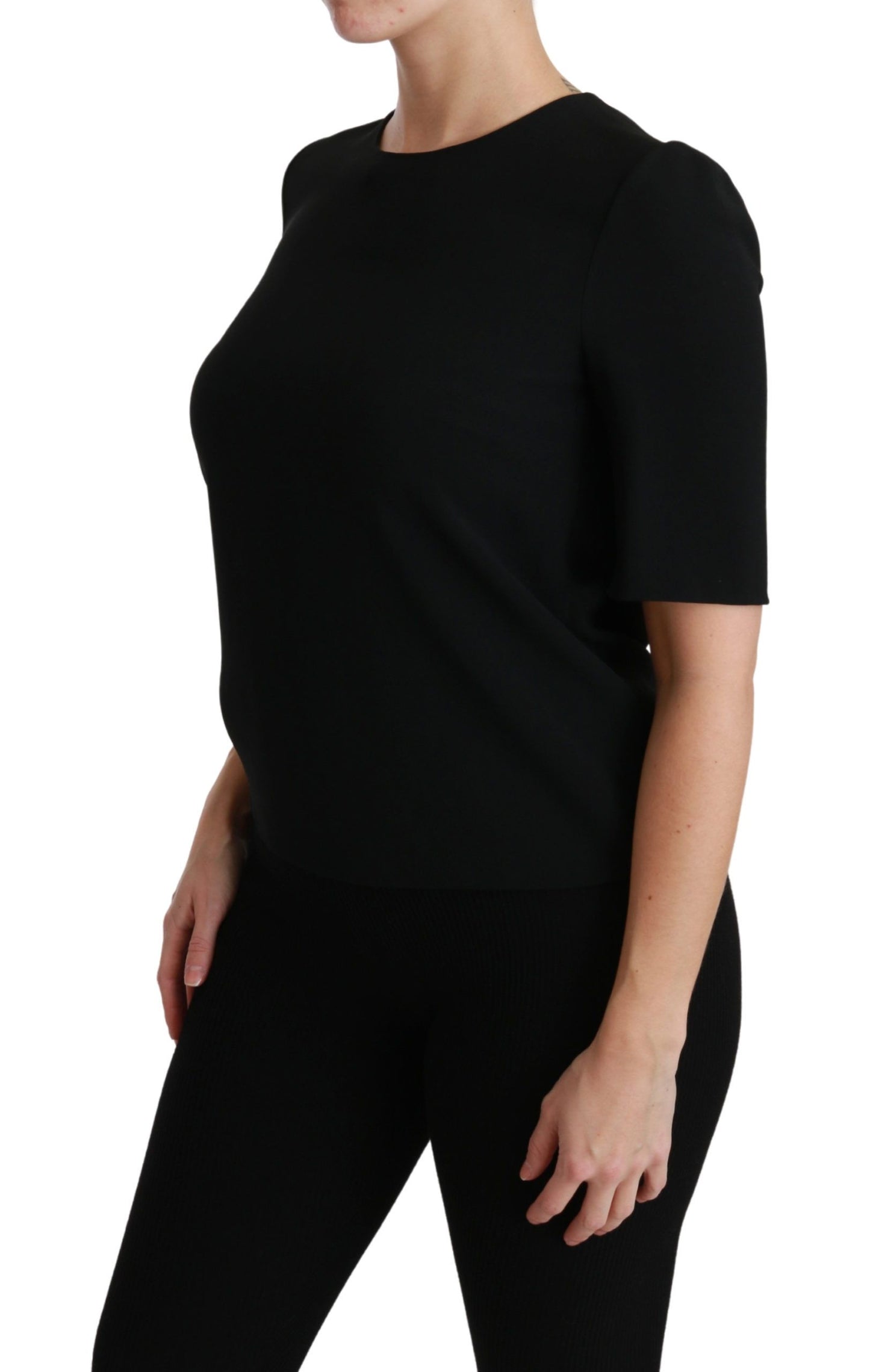 Dolce & Gabbana Schwarzes kurzärmeliges Freizeittop Stretchbluse