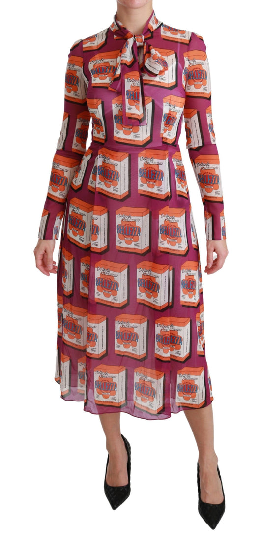 Dolce & Gabbana Lila Seide Bellezza A-Linien Kleid