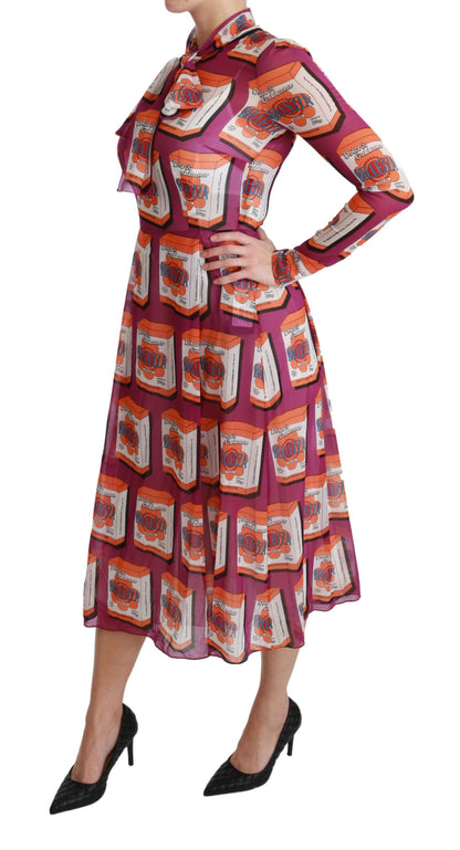 Dolce & Gabbana Lila Seide Bellezza A-Linien Kleid
