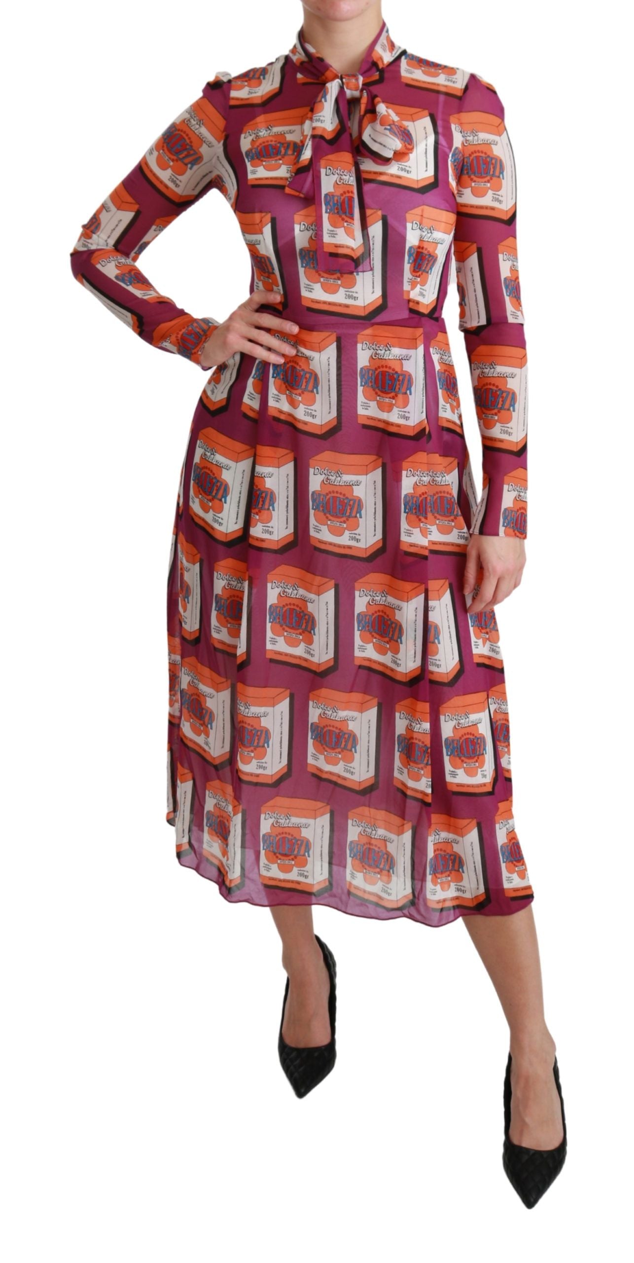Dolce & Gabbana Lila Seide Bellezza A-Linien Kleid