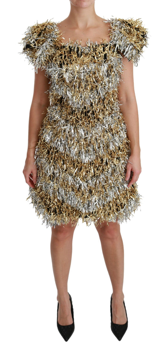 Dolce & Gabbana Silber-Gold Etuikleid Mini-Shift-Kleid