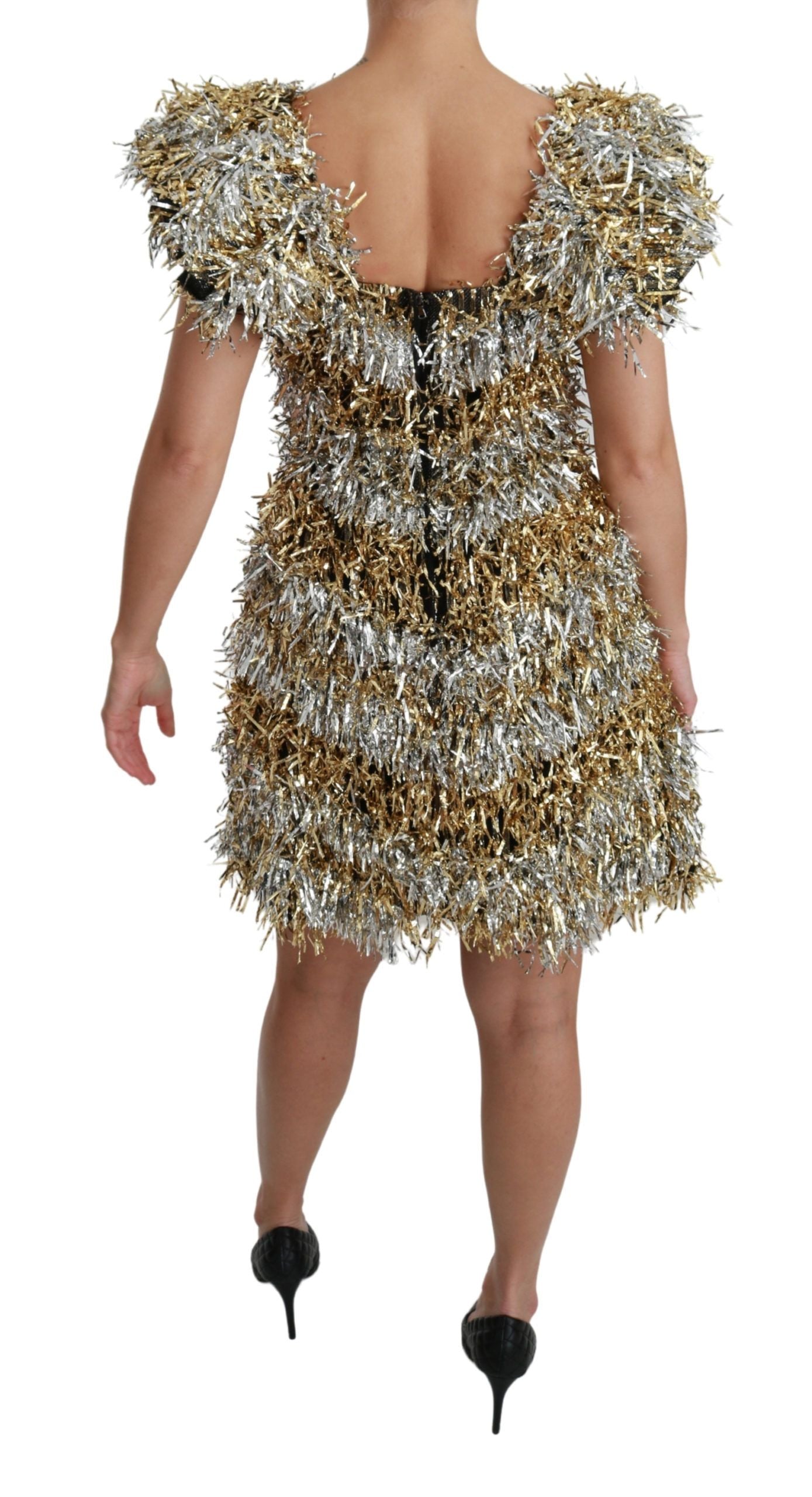 Dolce & Gabbana Silber-Gold Etuikleid Mini-Shift-Kleid