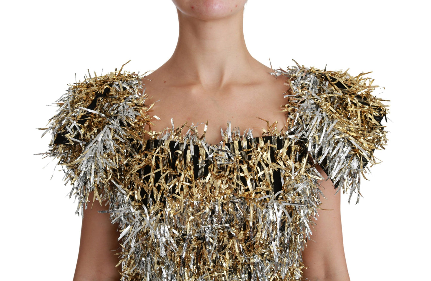 Dolce & Gabbana Silber-Gold Etuikleid Mini-Shift-Kleid