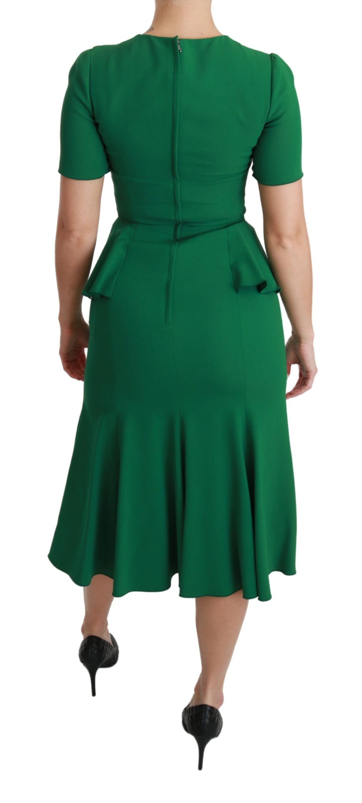 Dolce & Gabbana Grünes Herz-Patch-Mermaid-Midi-Kleid aus Viskose