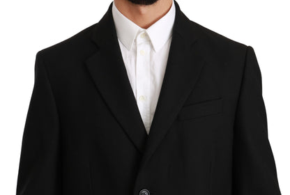 Dolce & Gabbana Schwarz 100% Wolle Jacke Mantel Blazer