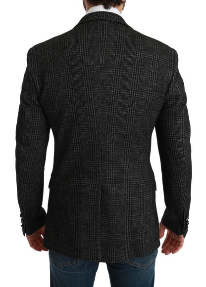 Dolce & Gabbana Graue karierte Jacke mit schmalem Schnitt Blazer