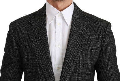 Dolce & Gabbana Graue karierte Jacke mit schmalem Schnitt Blazer